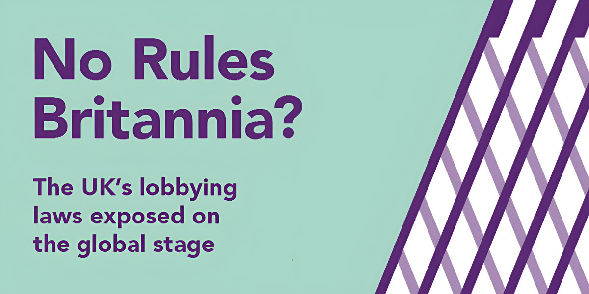 Promotional banner for the CIPR's No Rules Britannia? report, with the strapline The UK's lobbying laws exposed on the global stage
